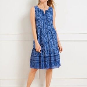 Talbots Blue Voile Popover Swing Dress